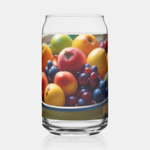 Bowl of fruit on table classical oil painting can glass