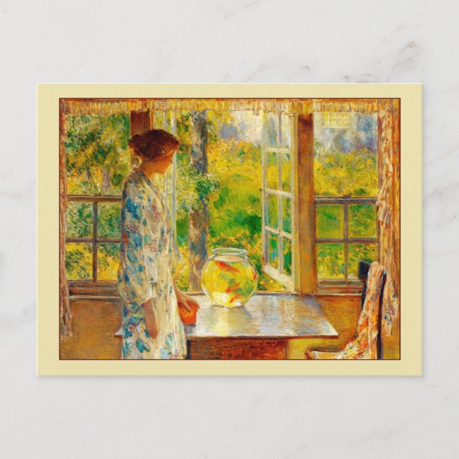 Bowl of Goldfish Fine Art Hassam Postcard (Front)