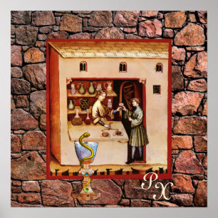 BOWL OF HYGEIA, ANTIQUE PHARMACY ,Pharmacist Poster