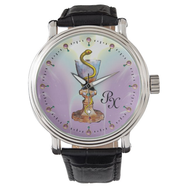BOWL OF HYGEIA , MEDICINE ,PHARMACY MONOGRAM WATCH (Front)