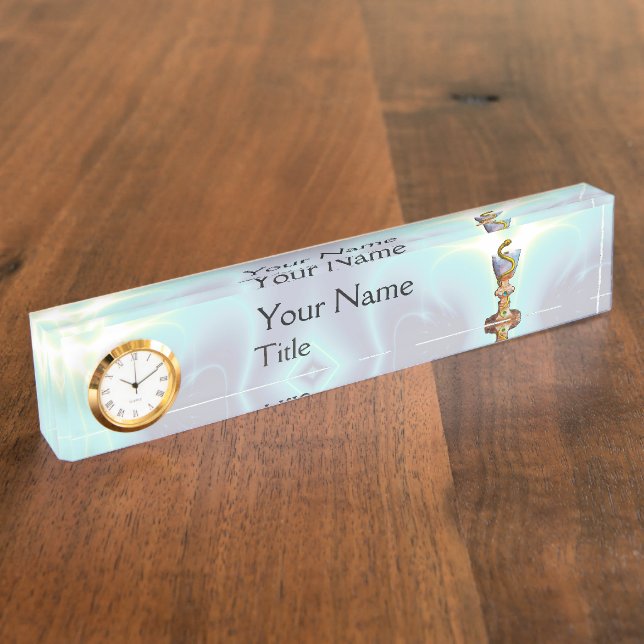 BOWL OF HYGEIA  Medicine, Pharmacy,Pharmacist Teal Nameplate (Side)