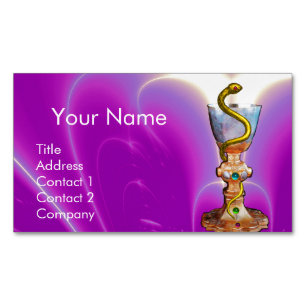 BOWL OF HYGEIA Medicine, Pharmacy / Pink Fuchsia Magnetic Business Card