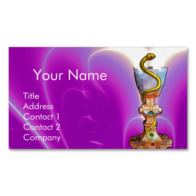 BOWL OF HYGEIA Medicine, Pharmacy / Pink Fuchsia Magnetic Business Card (Front)