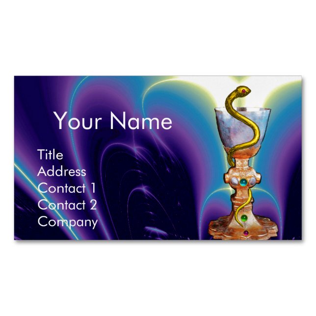BOWL OF HYGEIA Medicine, Pharmacy /Purple Blue Magnetic Business Card (Front)