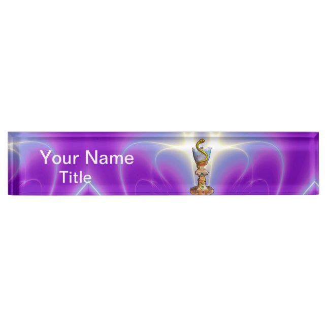 BOWL OF HYGEIA  Medicine, Pharmacy ,Purple Teal Nameplate (Front)