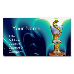 BOWL OF HYGEIA Medicine, Pharmacy /Teal Blue Magnetic Business Card
