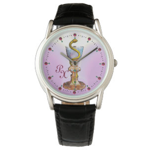 BOWL OF HYGEIA MONOGRAM Medicine, Pharmacy ,Pink Watch