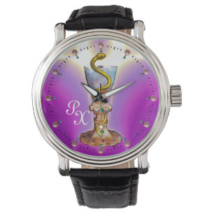 BOWL OF HYGEIA MONOGRAM Medicine, Pharmacy ,Pink Watch