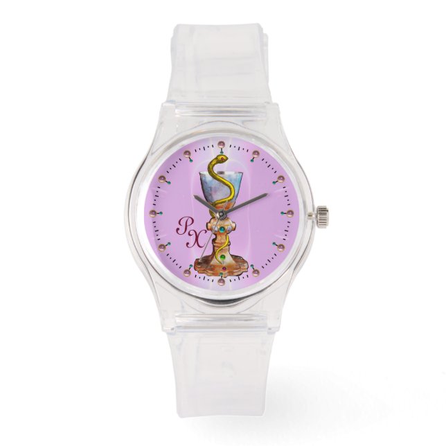 BOWL OF HYGEIA MONOGRAM Medicine, Pharmacy ,Pink Watch (Front)