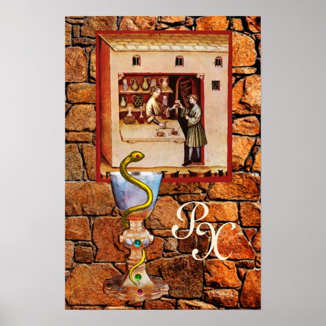 BOWL OF HYGEIA  MONOGRAM Medicine, Pharmacy Poster (Front)