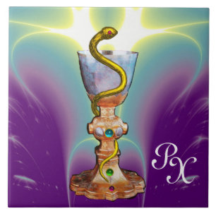 BOWL OF HYGEIA MONOGRAM Medicine, Pharmacy Purple Tile