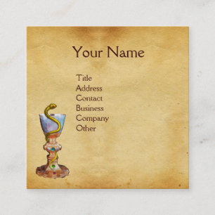 BOWL OF HYGEIA  MONOGRAM Medicine, Pharmacy Square Business Card