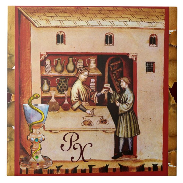 BOWL OF HYGEIA  MONOGRAM Medicine, Pharmacy Tile (Front)