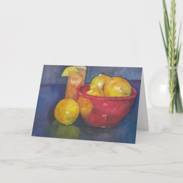Bowl of Lemons and Tea blank greeting card (Front)
