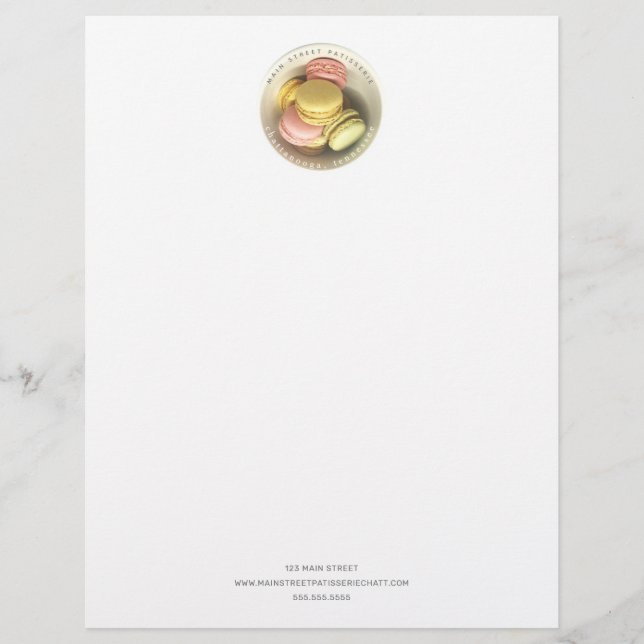Bowl Of Macarons Food Business Patisserie Custom Letterhead (Front)