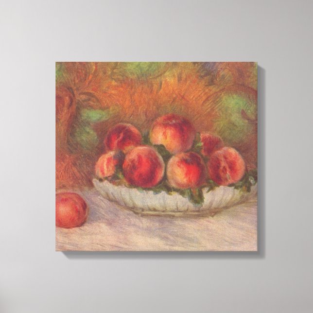 Bowl of Peaches (by Pierre-Auguste Renoir) Canvas Print (Front)