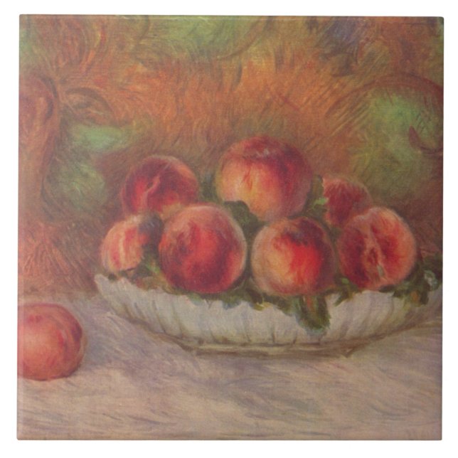 Bowl of Peaches (by Pierre-Auguste Renoir) Tile (Front)