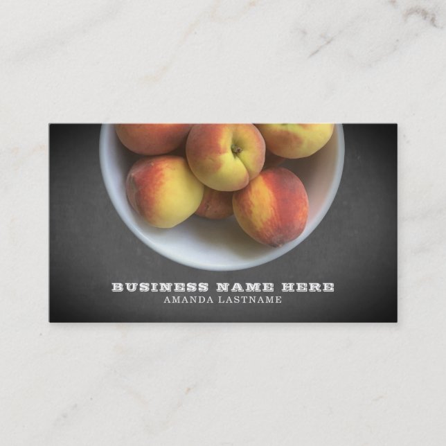 Bowl Of Peaches Chalkboard Fruit Food Professional Business Card (Front)
