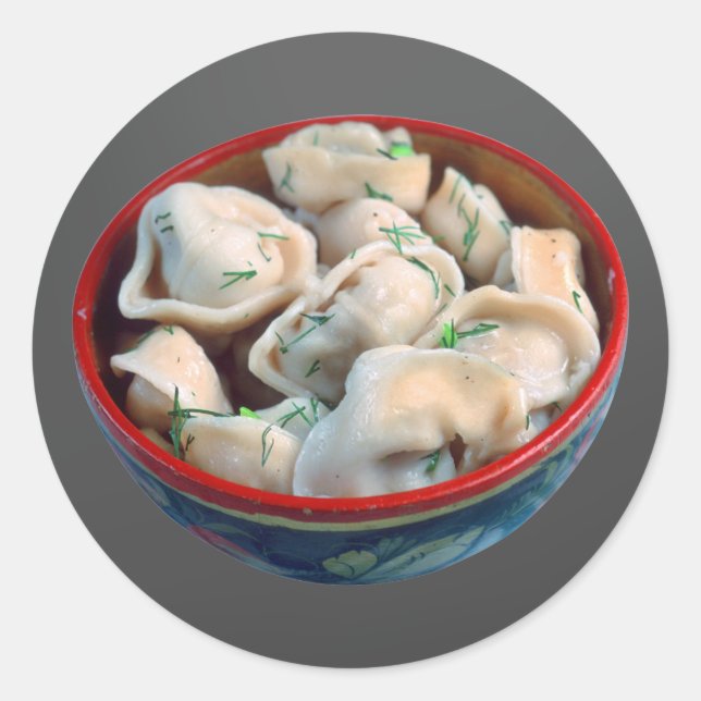 Bowl of Pelmeni Classic Round Sticker (Front)