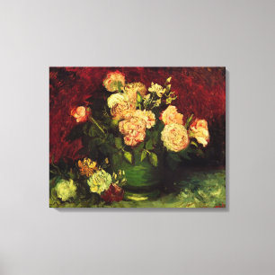 Bowl of Peonies and Rose,Vincent van Gogh. Canvas Print