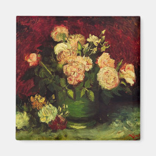 Bowl of Peonies and Rose,Vincent van Gogh Magnet