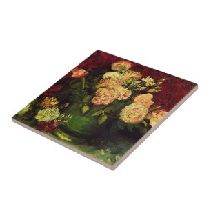 Bowl of Peonies and Rose,Vincent van Gogh. World Tile