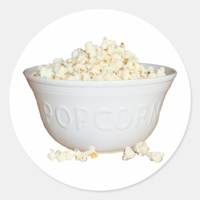 Bowl of Popcorn Classic Round Sticker (Front)