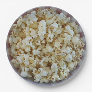 Bowl of Popcorn Disposable Paper Plates