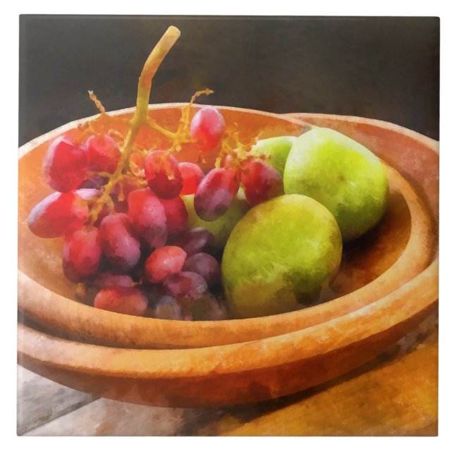 Bowl of Red Grapes and Pears Tile (Front)