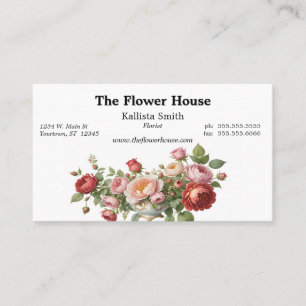 Bowl of Roses Florist Flower Designer Grower Business Card