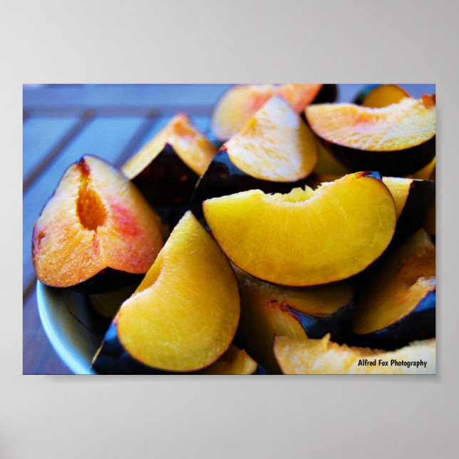 Bowl of Sliced Plum Fruit Poster (Front)