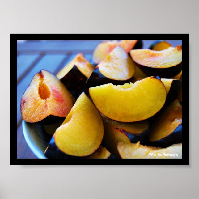 Bowl of Sliced Plum Fruit Poster (Front)