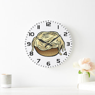 Bowl of Spaghetti Pasta Noodle Food Large Clock