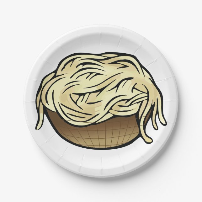 Bowl of Spaghetti Pasta Noodle Food Paper Plate (Front)