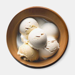 Bowl of Vanilla Ice Cream Food Magnet
