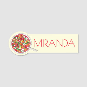 Bowl of Vegetable Soup Restaurant Diner Cafe Food Name Tag
