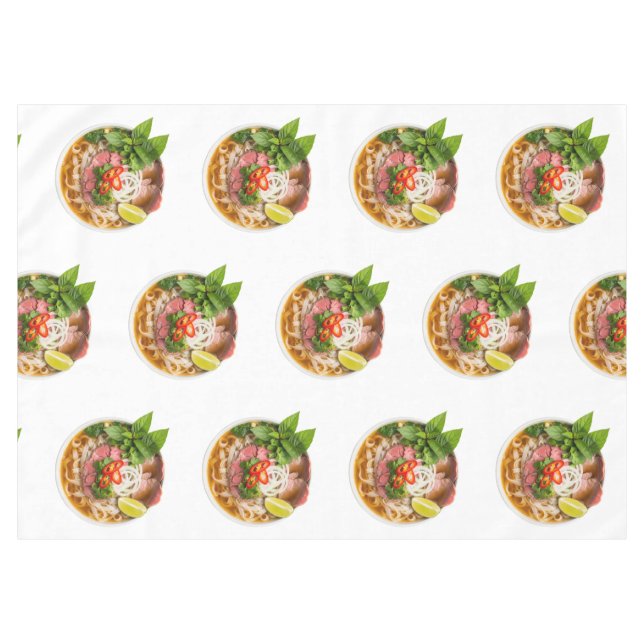bowl of vietnamese PHO soup isolated on white Tablecloth (Front (Horizontal))