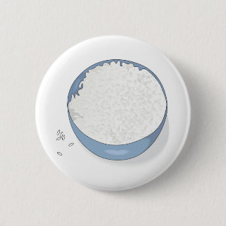 bowl of white rice 6 cm round badge