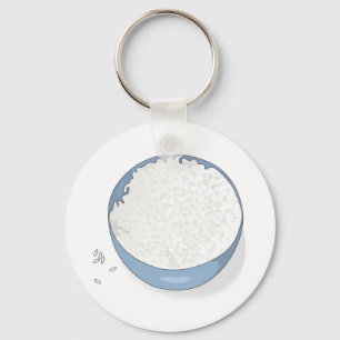 bowl of white rice key ring
