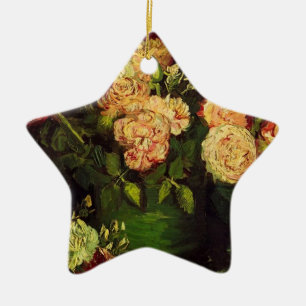 Bowl with Peonies and Roses by Van Gogh Ceramic Tree Decoration