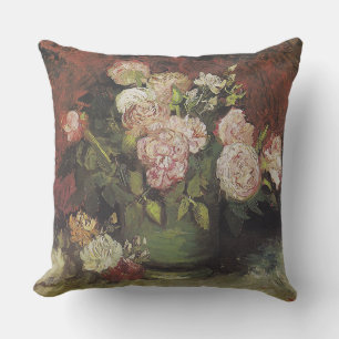Bowl with Peonies and Roses by Vincent van Gogh    Cushion