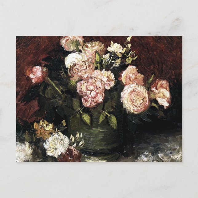 Bowl with Peonies and Roses - Gogh Postcard (Front)