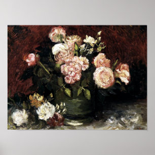 Bowl with Peonies and Roses - Gogh Poster