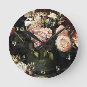 Bowl with Peonies and Roses - Gogh Round Clock