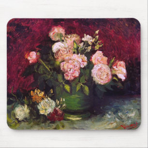 Bowl with Peonies & Roses Van Gogh Fine Art Mouse Mat