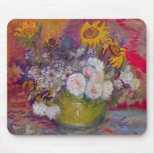 Bowl with Sunflowers and Roses by Vincent van Gogh Mouse Mat