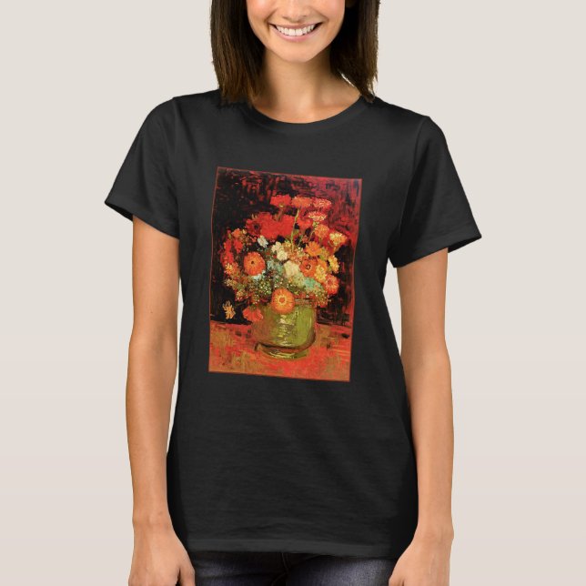 Bowl with Zinnias by Vincent van Gogh, T-Shirt (Front)