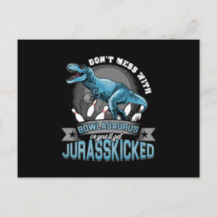 Bowlasaurus Dinosaur Bowling Bowler Strike Gift Postcard