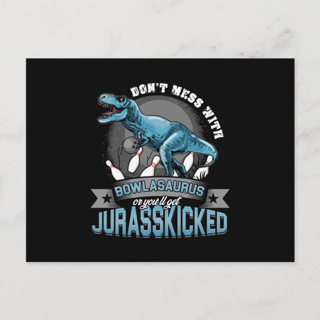Bowlasaurus Dinosaur Bowling Bowler Strike Gift Postcard (Front)