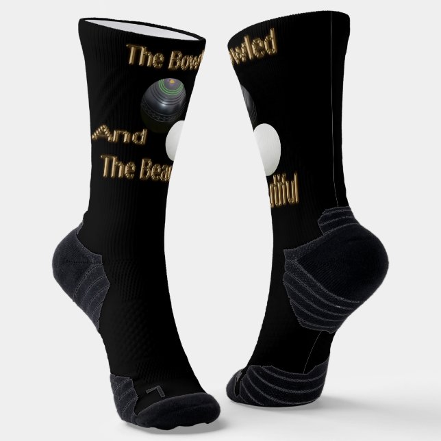 Bowled And Beautiful, Funny Lawn Bowls Socks (Angled)